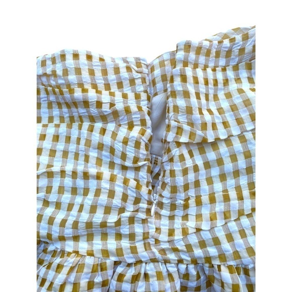 H&M | Women's Gold & White Gingham | Pleated | Layered | Mini Skirt | Size:4 - Picture 9 of 13